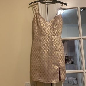 Superdown x Revolve lavender metallic floral strappy mini dress with front slit